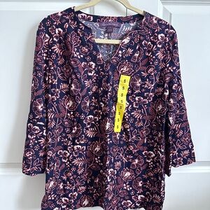 Gloria Vanderbilt Women's Nova Blouse - Batik Stamp Midnight Affair, Small